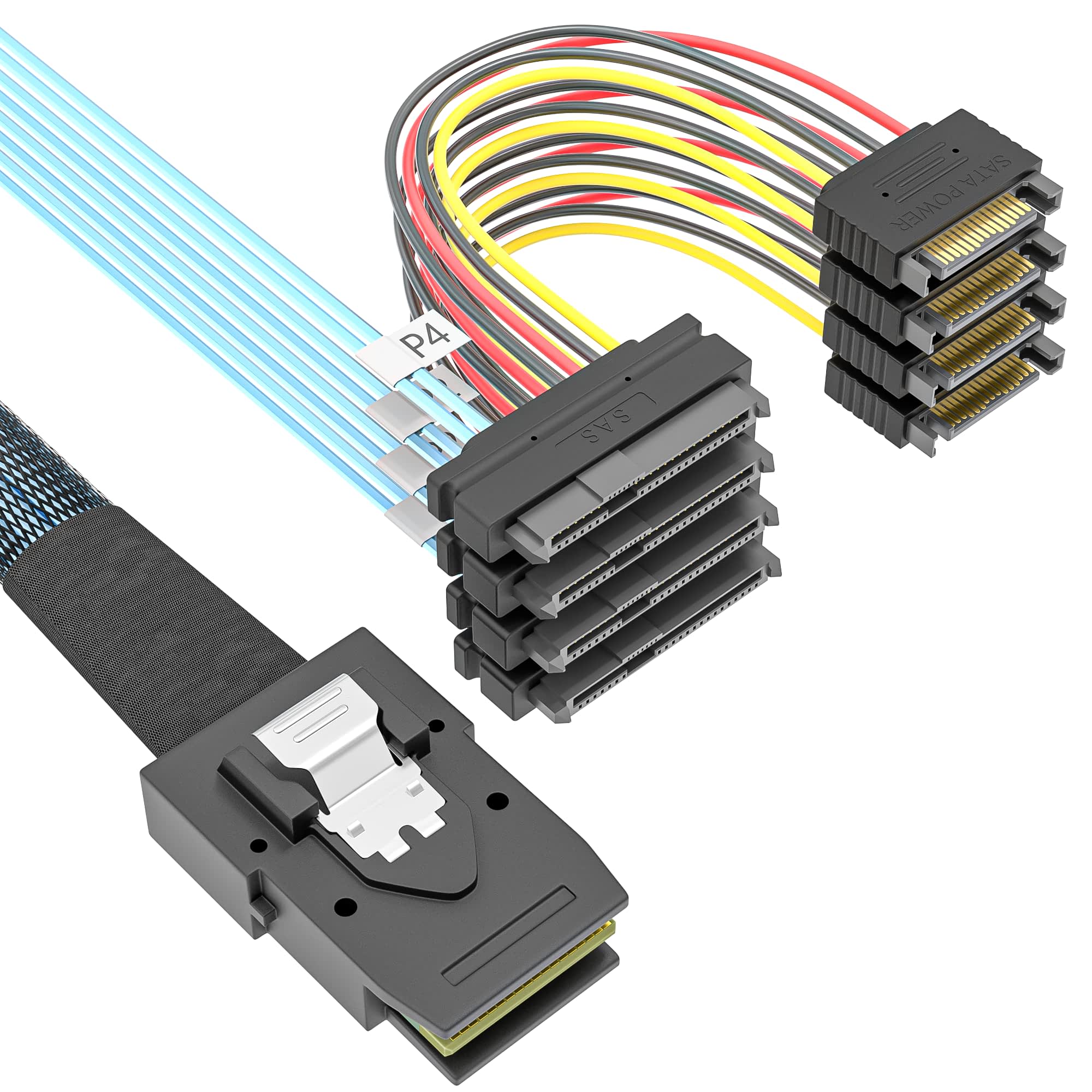 Mini SAS SFF-8087 转 4*SFF-8482+15P