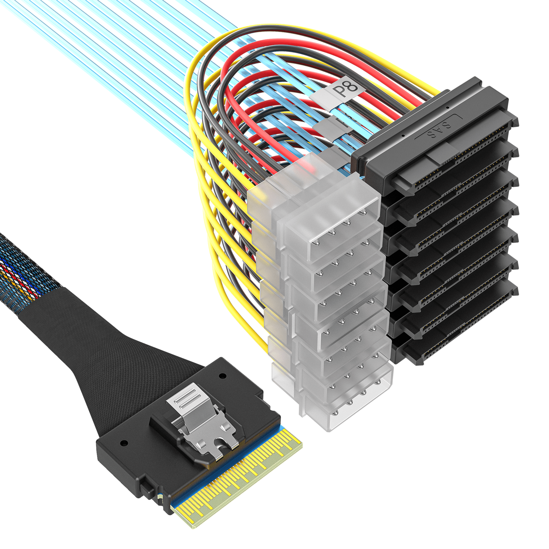 SlimSAS SFF 8654 8i 转 8*U.3(SFF-8639)+大4P