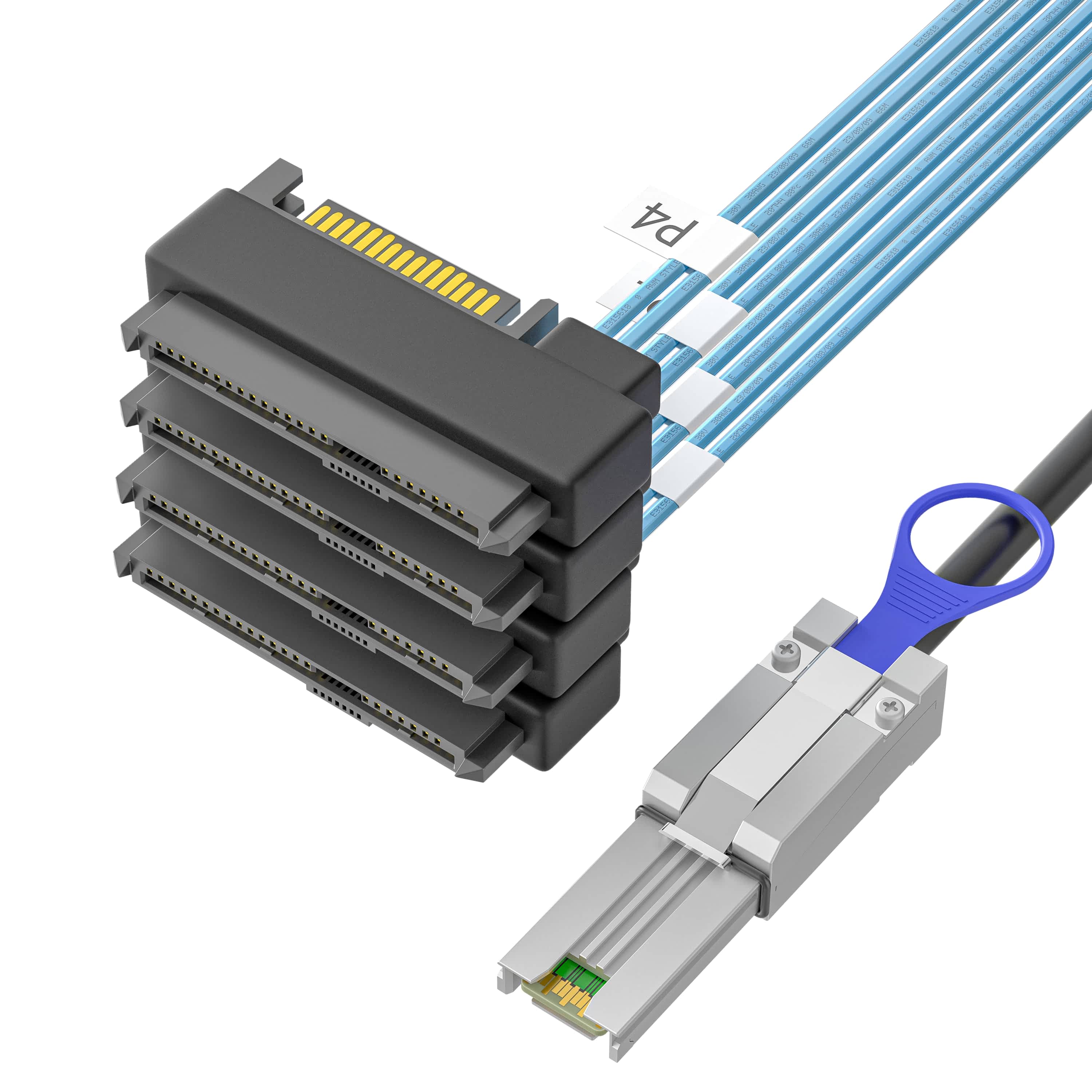 Mini SAS SFF-8088转4*SFF-8482一体式