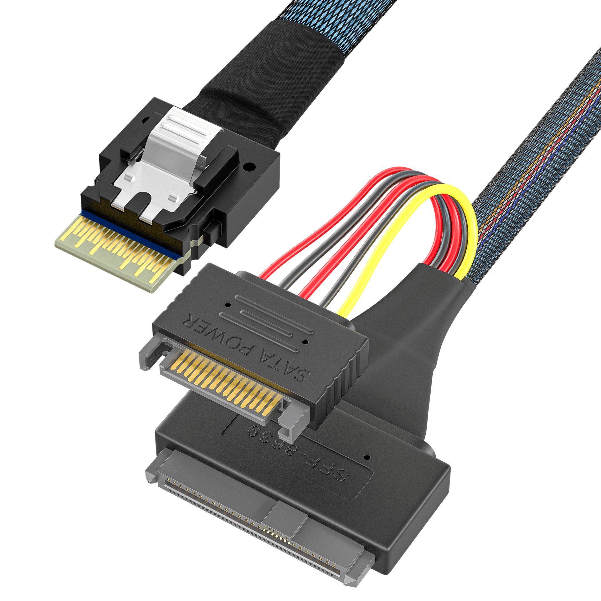 Slim SAS SFF-8654 4i转U.2 SFF-8639+Power 15P